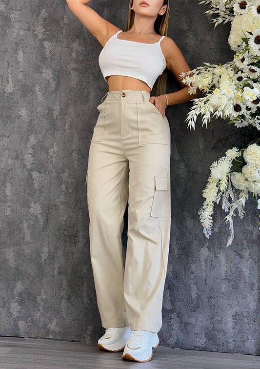 Conjunto de Pantalón Palazzo con Blusa Básica en Drill Licrado